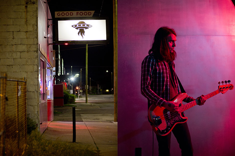 Music venue The UFO Factory opened in 2007 opposite the former Tiger Stadium. At right, Matt Conzett of PRC performs.